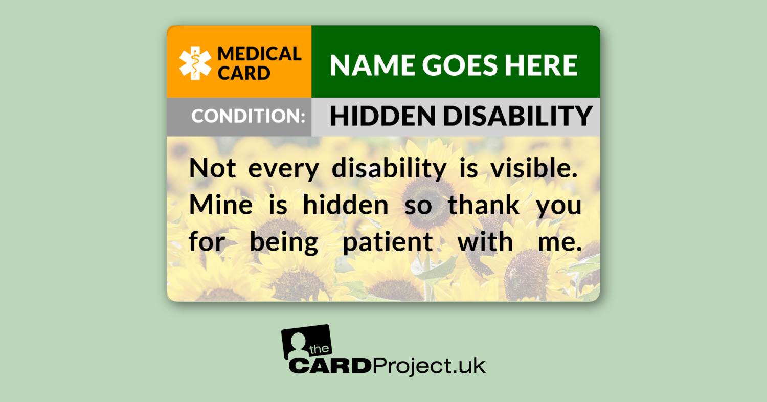 Hidden Disability Sunflower Medical ID Alert Card  (FRONT)